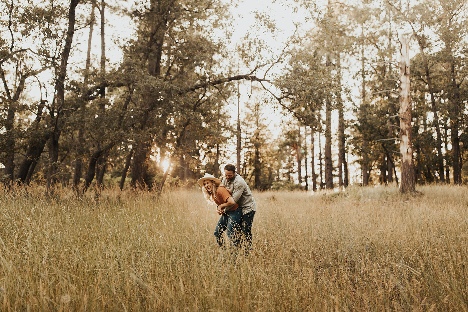 cute couple in sedona forest