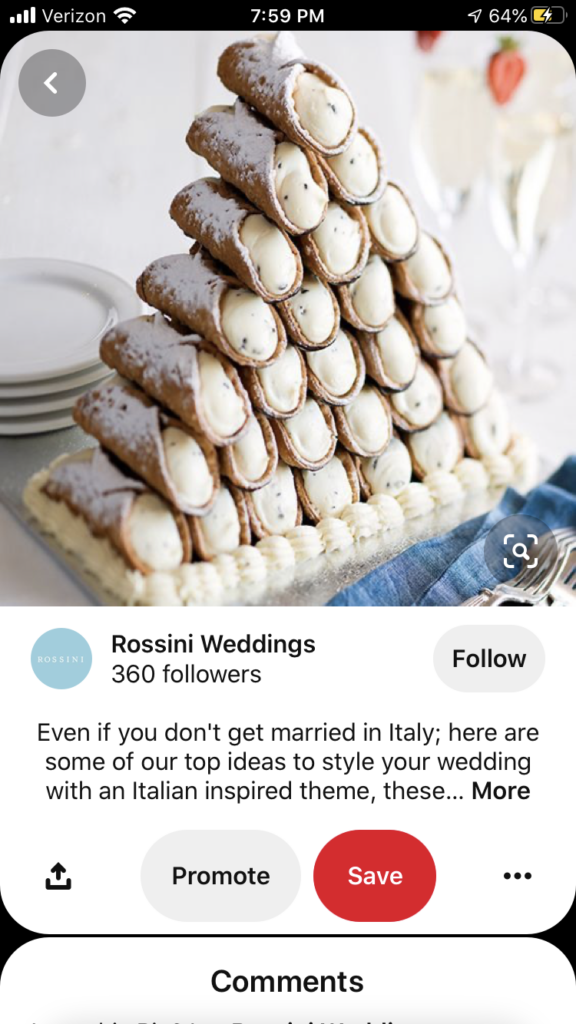 Italian Themed Wedding Desserts
