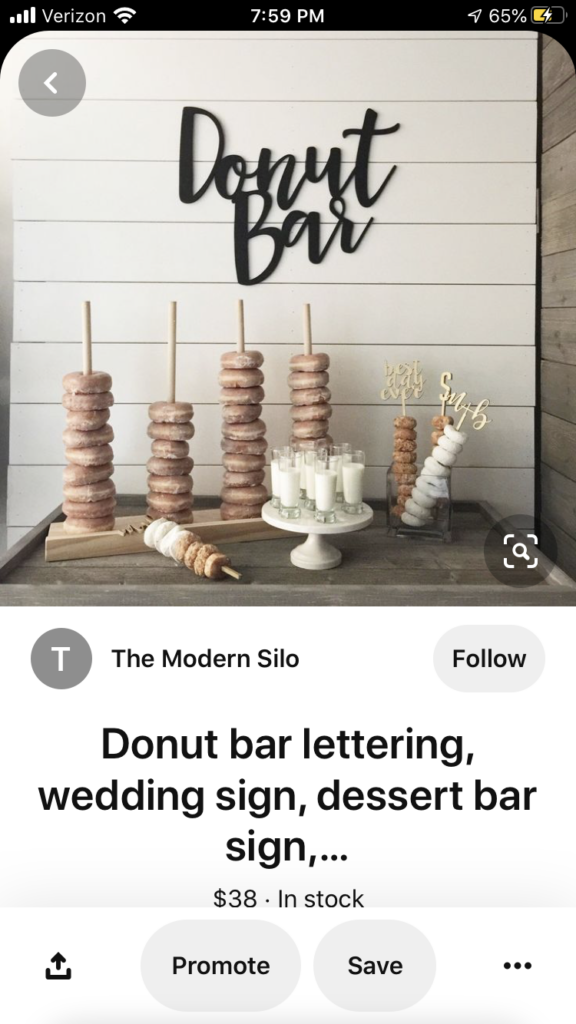 Donut Bar at wedding celebration