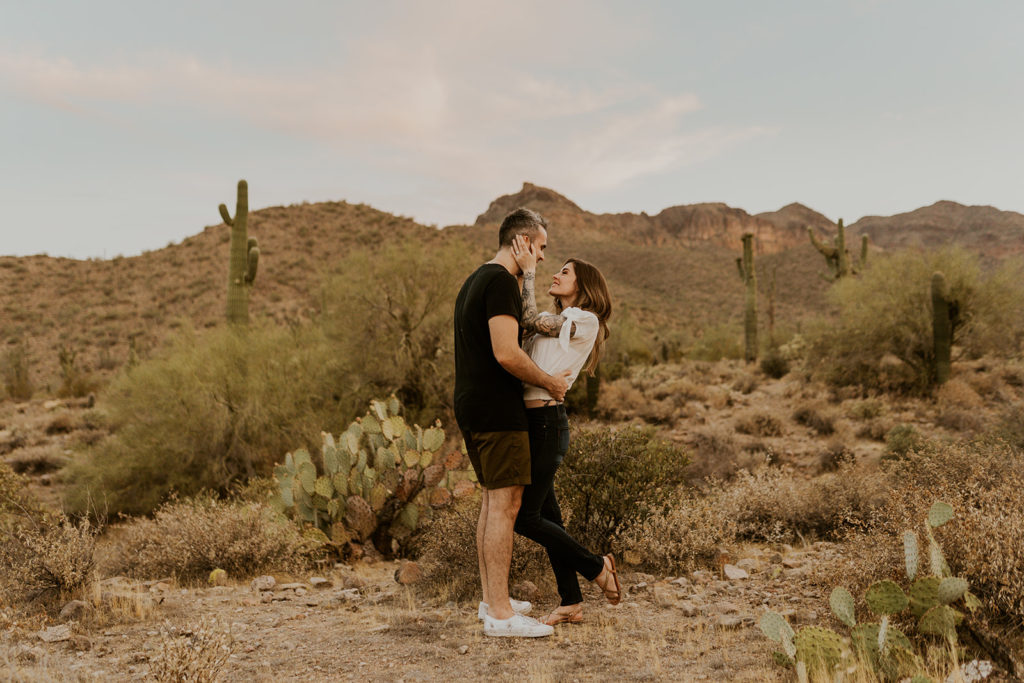 Happy couple take Engagement Photos in Arizona
