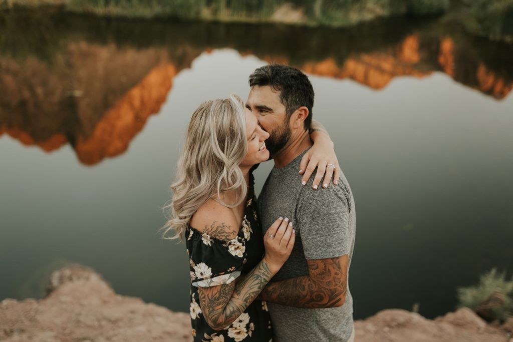Engaged Couple take pictures at the Salt River