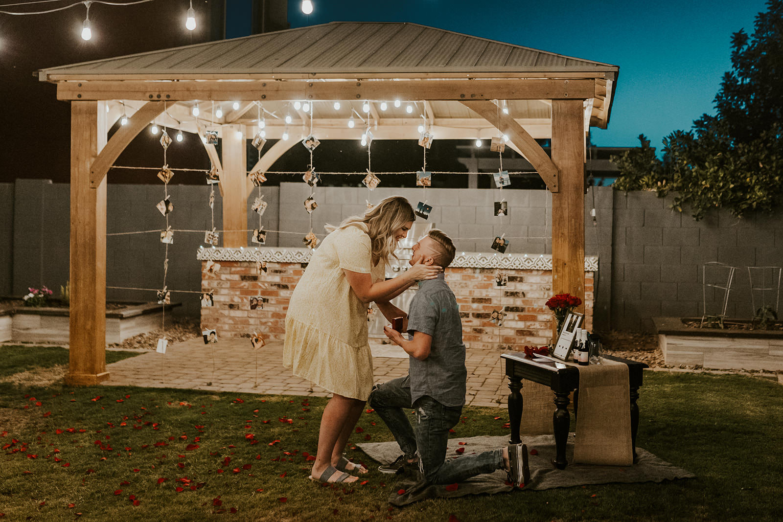 romantic backyard proposal